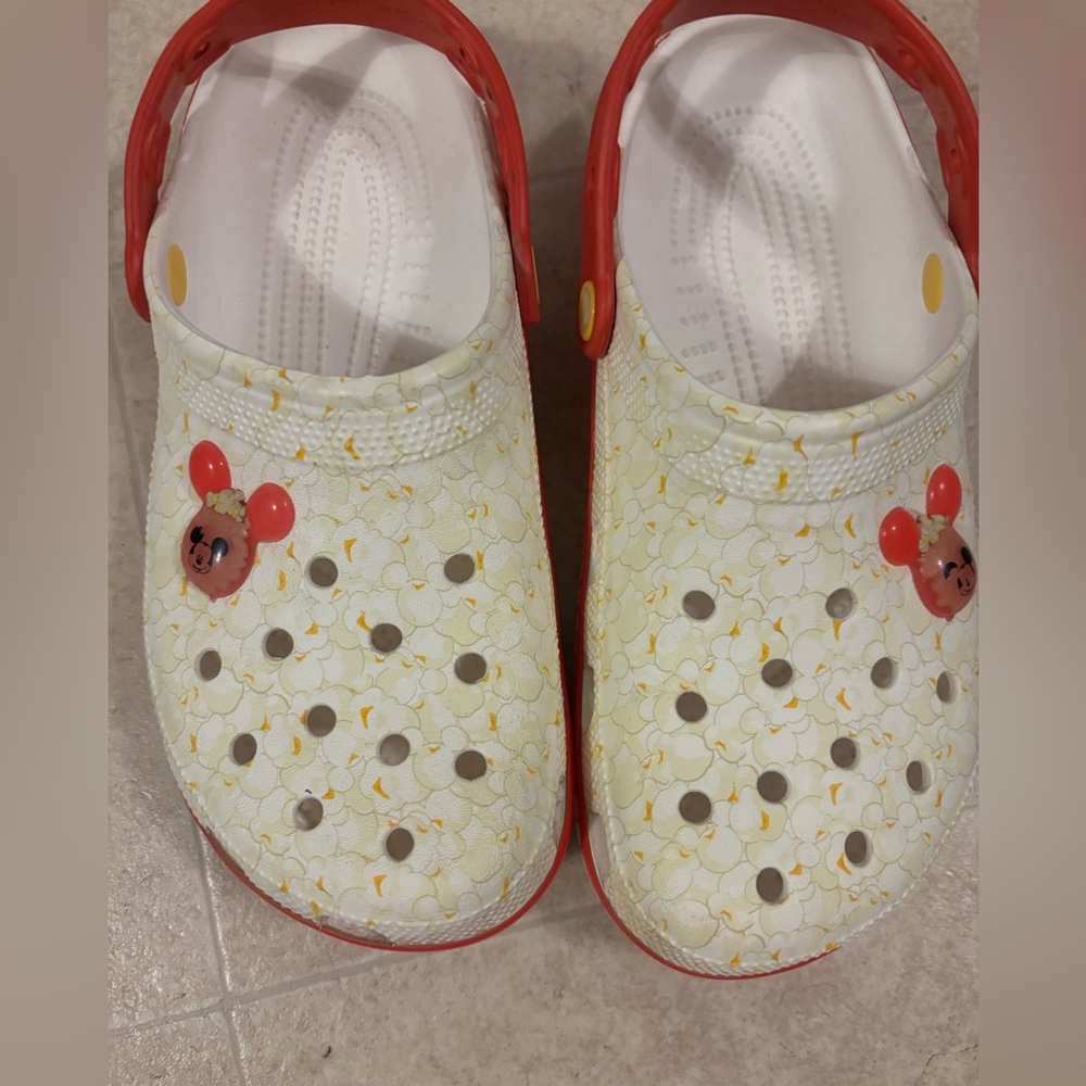 Disney Popcorn Crocs (Used) - Size W9, M7